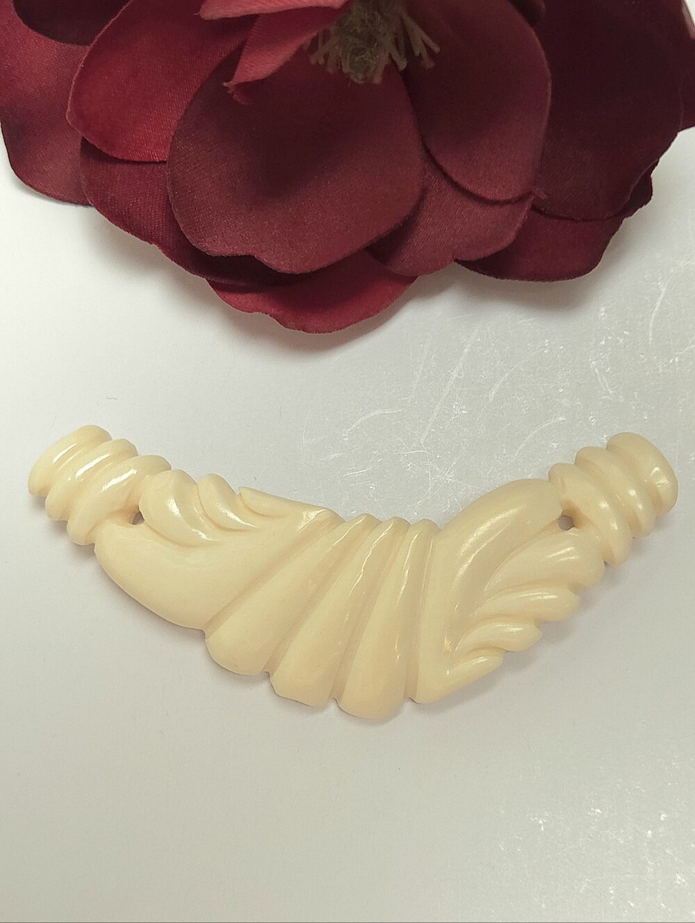 Vintage Carved Celluloid Bib Style Pendant for Necklace Jewelry Making